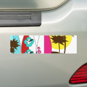 サーフショップサーフィン海ビーチサーフボードパームツリー バンパーステッカー (車上)