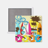 サーフショップサーフィン海ビーチサーフボードパームツリー マグネット (正面/裏面)