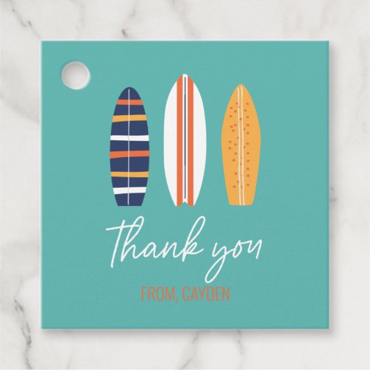 サーフスアップBOYサーフボードビーチ誕生日パーティー フェイバータグ (正面)