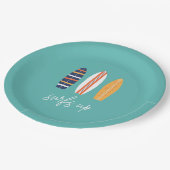 サーフスアップBOYサーフボードビーチ誕生日パーティー ペーパープレート (アングル)