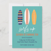 サーフスアップBOYサーフボードビーチ誕生日パーティー 招待状 (正面)