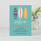 サーフスアップBOYサーフボードビーチ誕生日パーティー 招待状 (スタンド正面)