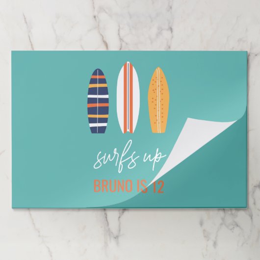 サーフスアップBOYサーフボード誕生日パーティーランチョンマット ペーパーパッド (折り畳み)