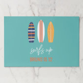 サーフスアップBOYサーフボード誕生日パーティーランチョンマット ペーパーパッド (正面)