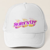 サーフズアップガールズビーチ紫イエローホワイトスポーツ キャップ (正面)