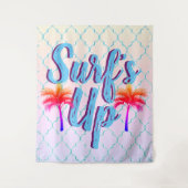 サーフズアップサマーサンセットパームツリーズ タペストリー (正面)