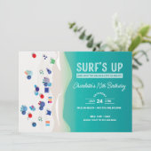 サーフズアップサマービーチパーティー誕生日招待状 招待状 (スタンド正面)