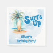 サーフズアップサマービーチ誕生日パーティー スタンダードカクテルナプキン (正面)