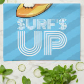 サーフズアップサーフィンポーラークマとカクテルマンガ キッチンタオル (折り畳み)