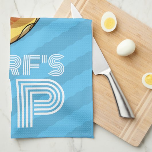 サーフズアップサーフィンポーラークマとカクテルマンガ キッチンタオル (四つ折り)