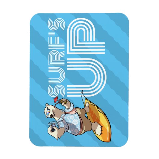 サーフズアップサーフィンポーラークマとカクテルマンガ マグネット (縦)