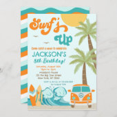 サーフズアップサーフビーチサーファー誕生日招待状 招待状 (正面/裏面)