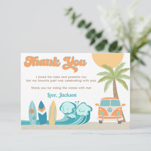 サーフズアップサーフビーチ誕生日サンキューカード 招待状 (スタンド正面)