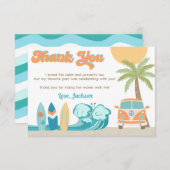 サーフズアップサーフビーチ誕生日サンキューカード 招待状 (正面/裏面)