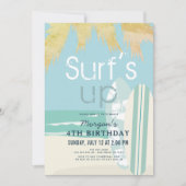 サーフズアップサーフボードビーチボーイ誕生日 招待状 (正面)