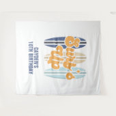 サーフズアップサーフボードビーチ誕生日バナー タペストリー (正面(横))