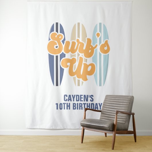 サーフズアップサーフボードビーチ誕生日バナー タペストリー (インサイチュ)