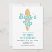 サーフズアップサーフボードビーチ誕生日招待状 招待状 (正面)