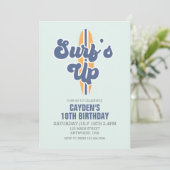 サーフズアップサーフボードビーチ誕生日招待状 招待状 (スタンド正面)