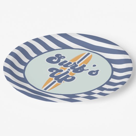 サーフズアップサーフボードビーチ誕生日 ペーパープレート (アングル)