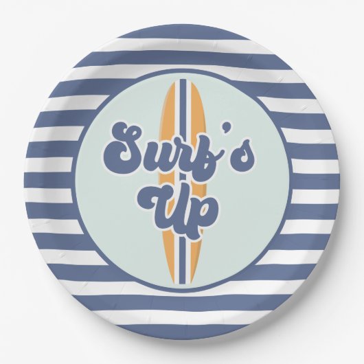 サーフズアップサーフボードビーチ誕生日 ペーパープレート (正面)