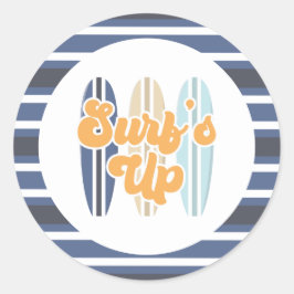 サーフズアップサーフボードビーチ誕生日 ラウンドシール