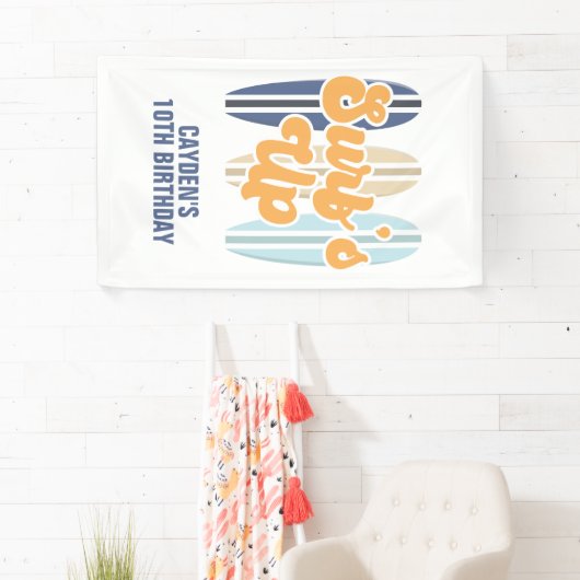 サーフズアップサーフボードビーチ誕生日 横断幕 (インサイチュ)