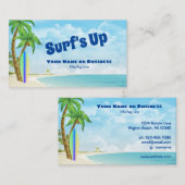 サーフズアップサーフボード&ビーチトロピカルサーフィン 名刺 (正面/裏面)