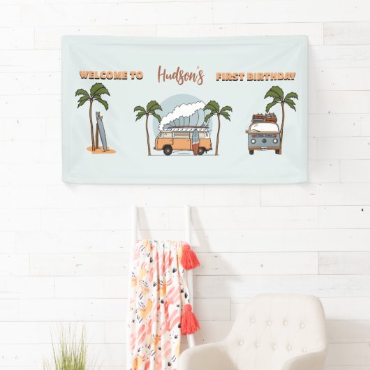 サーフズアップザビッグワンサーフファースト誕生日 横断幕 (インサイチュ)