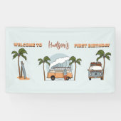 サーフズアップザビッグワンサーフファースト誕生日 横断幕 (横)