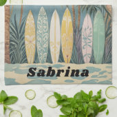 サーフズアップパステルスタイル パーソナライズされた キッチンタオル (折り畳み)