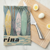 サーフズアップパステルスタイル パーソナライズされた キッチンタオル (四つ折り)