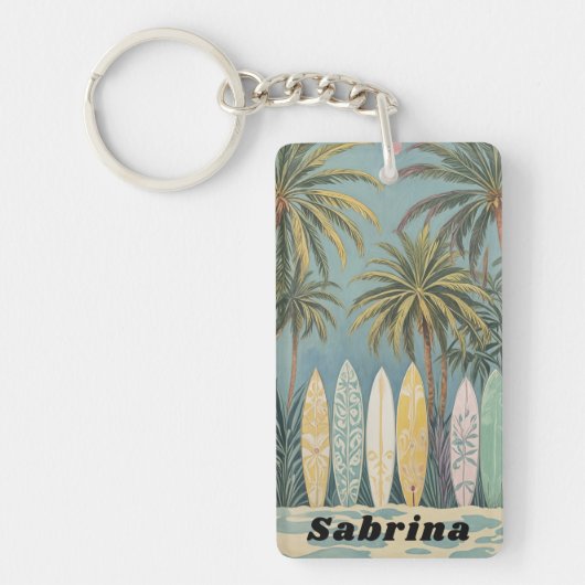 サーフズアップパステルスタイル パーソナライズされた キーホルダー (正面)