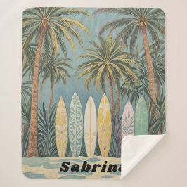 サーフズアップパステルスタイル パーソナライズされた シェルパブランケット