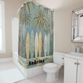 サーフズアップパステルスタイル パーソナライズされた シャワーカーテン (インサイチュ)