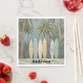 サーフズアップパステルスタイル パーソナライズされた スタンダードランチョンナプキン (インサイチュ)