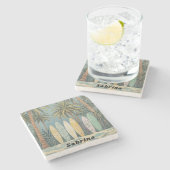 サーフズアップパステルスタイル パーソナライズされた ストーンコースター (横)