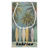 サーフズアップパステルスタイル パーソナライズされた スモールペーパーバッグ (裏面)