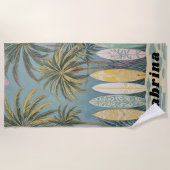 サーフズアップパステルスタイル パーソナライズされた ビーチタオル (正面)