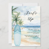 サーフズアップビーチサーフボードビーチサマーパーティー 招待状 (正面)