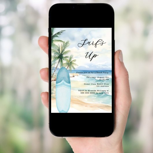 サーフズアップビーチサーフボードビーチサマーパーティー 招待状
