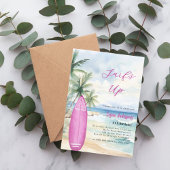 サーフズアップビーチサーフボードピンクの女の子の誕生日パーティー 招待状