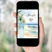 サーフズアップビーチサーフボードボーイバースデーパーティー 招待状