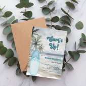 サーフズアップビーチサーフボードレトロ誕生日パーティー 招待状