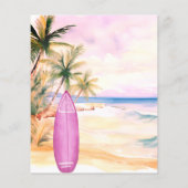 サーフズアップビーチサーフボード女の子の誕生日の招待 (裏面)