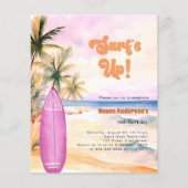 サーフズアップビーチサーフボード女の子の誕生日の招待 (正面)
