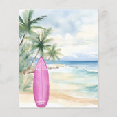 サーフズアップビーチサーフボード女の子の誕生日の招待 (裏面)
