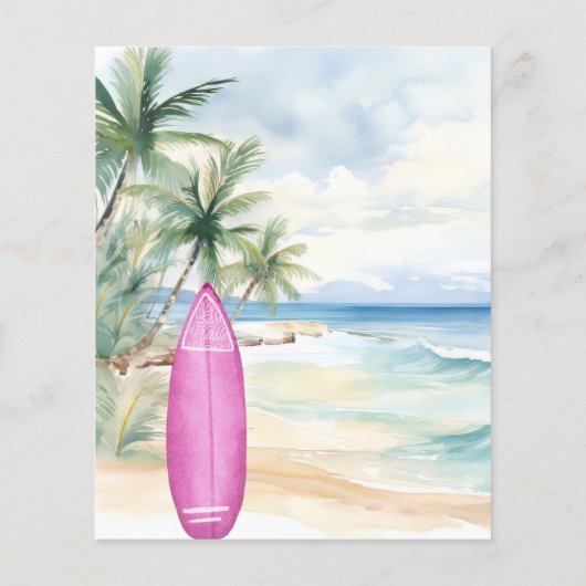 サーフズアップビーチサーフボード女の子の誕生日の招待 (裏面)