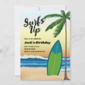 サーフズアップビーチテーマ誕生日招待状 招待状 (正面)