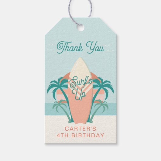 サーフズアップビーチ誕生日パーティギフトラベル ギフトタグ (正面)
